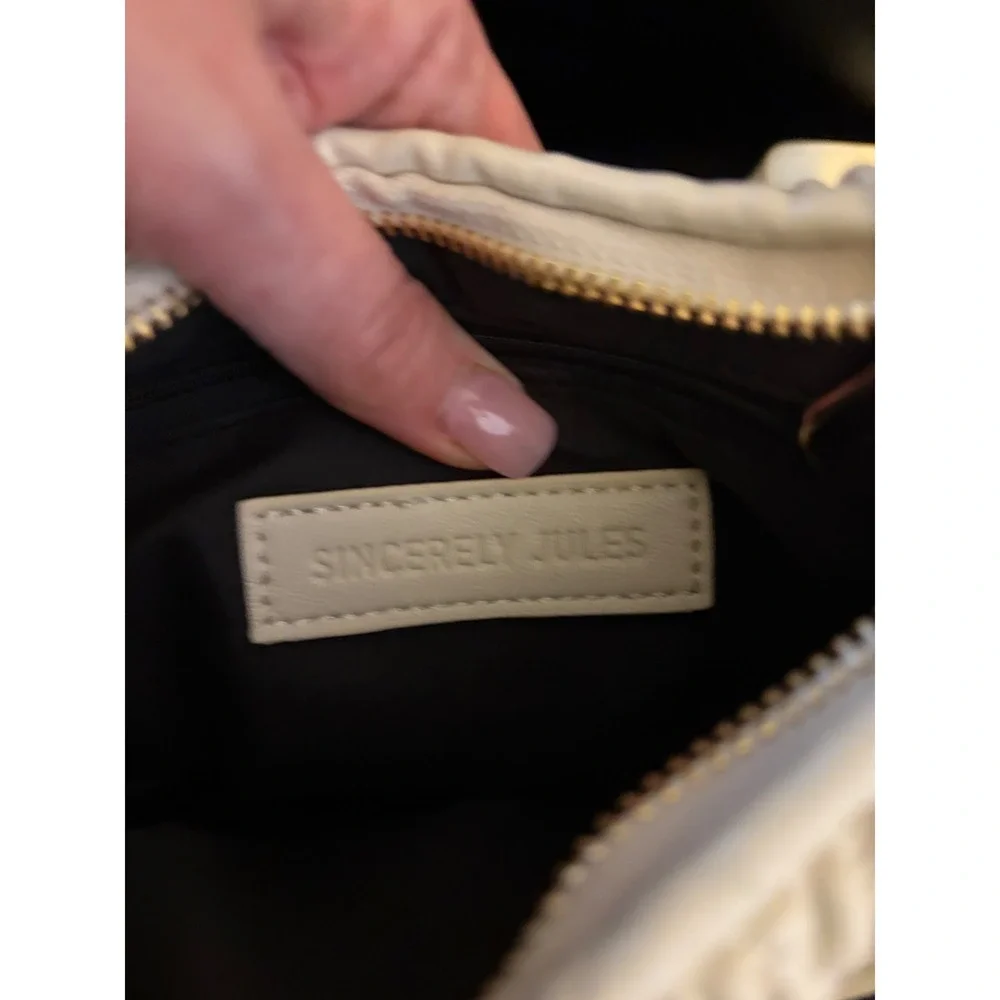 Sincerely‎ Jules Cream Quilted Hobo Bag Braided Handle Crossbody Ivory Ruched